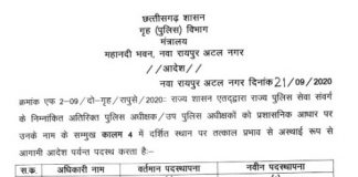 एएसपी-डीएसपी स्तर के अफसरों के किये तबादले.. छत्तीसगढ़ सरकार ने जारी किया आदेश..