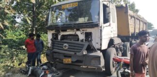 अनियंत्रित ट्रेलर ने बाइक सवार दो युवकों को रौंदा, एक युवक की मौत, दूसरा गंभीर..