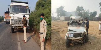 भीषण सड़क हादसा: कार और ट्रक की टक्कर में 7 लोगों की दर्दनाक मौत, 5 घायल