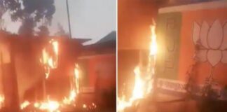 आरामबाग में बीजेपी का दफ्तर फूंका, टीएमसी कार्यकर्ताओं ने किया जमकर हंगामा