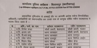 31 पुलिसकर्मियों का तबादला, एसआई, एएसआई और प्रधान आरक्षकों की ट्रांसफर लिस्ट जारी