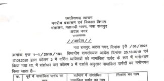 छत्तीसगढ़ ब्रेकिंग: कई एल्डरमैनों की छुट्टी, कई एल्डरमैनों की नियुक्ति भी…. नामांकित पार्षदों की घोषणा… आदेश जारी…. देखें पूरी लिस्ट