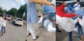 सांसद की बेदम पिटाई: सड़क पर गिरा गिराकर पीटे गए भाजपा सांसद.. भाजपा का आरोप – कांग्रेसियों ने उन्हें दौड़ा-दौड़ाकर पीटा.. देखें वीडियो