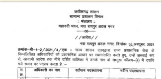 छत्तीसगढ़: 2 अफसरों का हुआ तबादला, देखें सूची