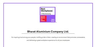 बालको को मिला ‘बेस्ट वर्कप्लेस इन मैन्यूफैक्चरिंग’ प्रमाणपत्र-2022