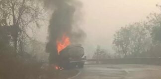 छत्तीसगढ़: डीजल टैंकर में लगी आग, ड्राइवर और खलासी बाल-बाल बचे