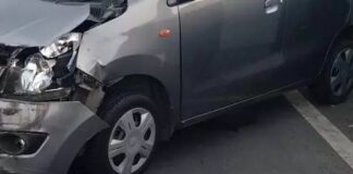 रायपुर: बाल-बाल बचे एकाउंटेड, कार हुआ हादसे का शिकार