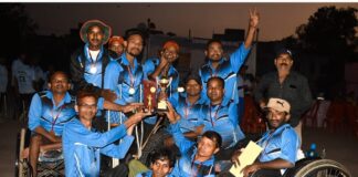 राज्यस्तरीय दिव्यांग व्हीलचेयर क्रिकेट प्रतियोगिता में कोरबा टीम द्वारा उत्कृष्ट प्रदर्शन करने पर अपर कलेक्टर श्री पाटले ने दी बधाई.. प्रतियोगिता में कोरबा टीम ने शानदार प्रदर्शन करते हुए तीसरा स्थान प्राप्त किया,